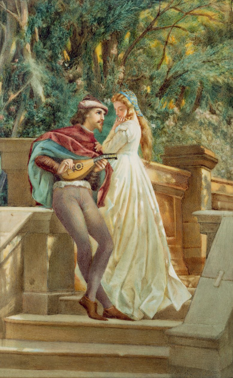 The Serenade, 1901 (wc på elfenben) av A. Corsi Lalli
