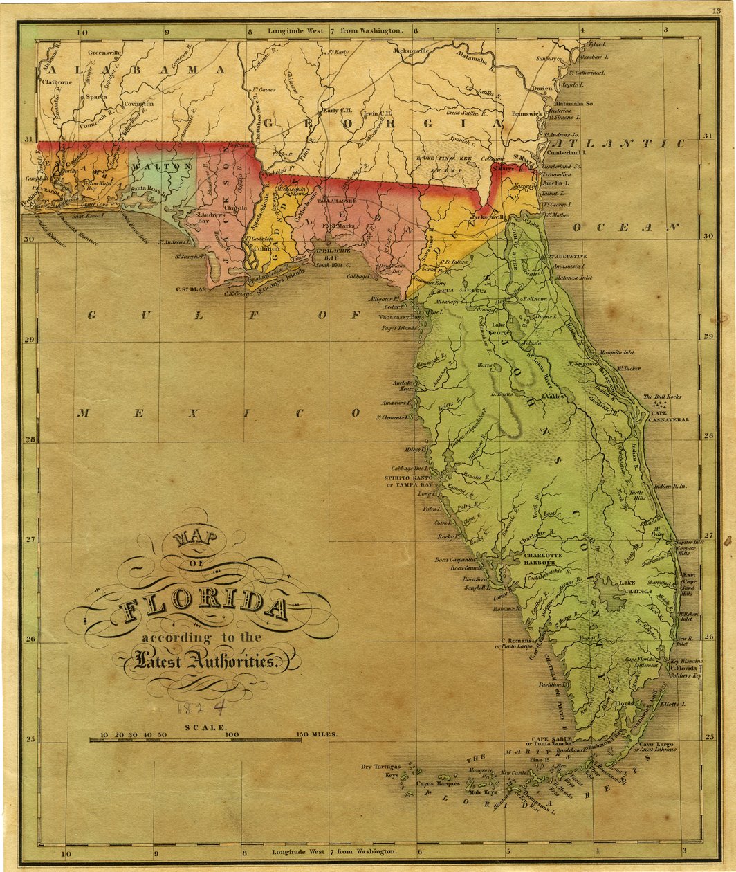 Kart over Florida, 1826 av A. Finley