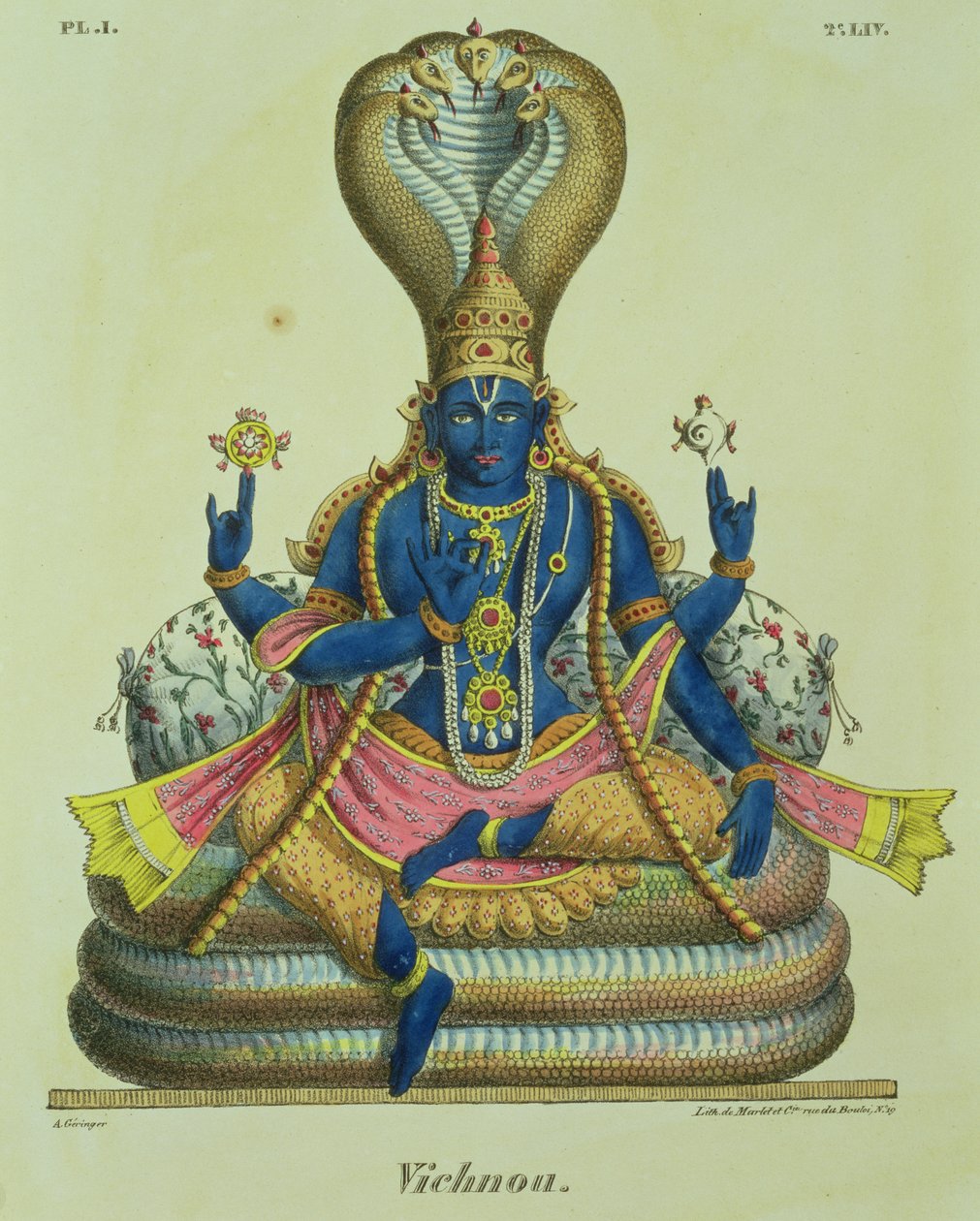 Vishnu, gravert av de Marlet av A. Geringer