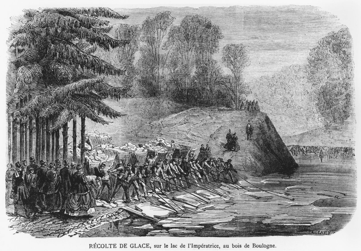 Ishøst på Empress Lake i Bois de Boulogne i Paris, illustrasjon fra 