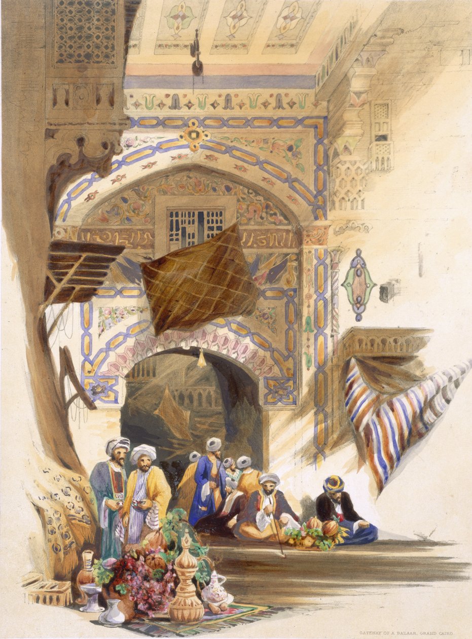 Gateway of a Bazaar, Grand Cairo, pub. 1846 av A. Margaretta Burr