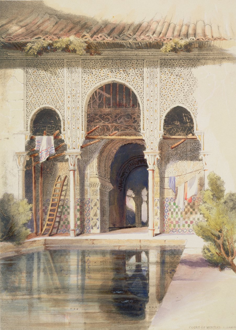The Court of Myrtles, Alhambra, midten av 1800-tallet av A. Margaretta Burr