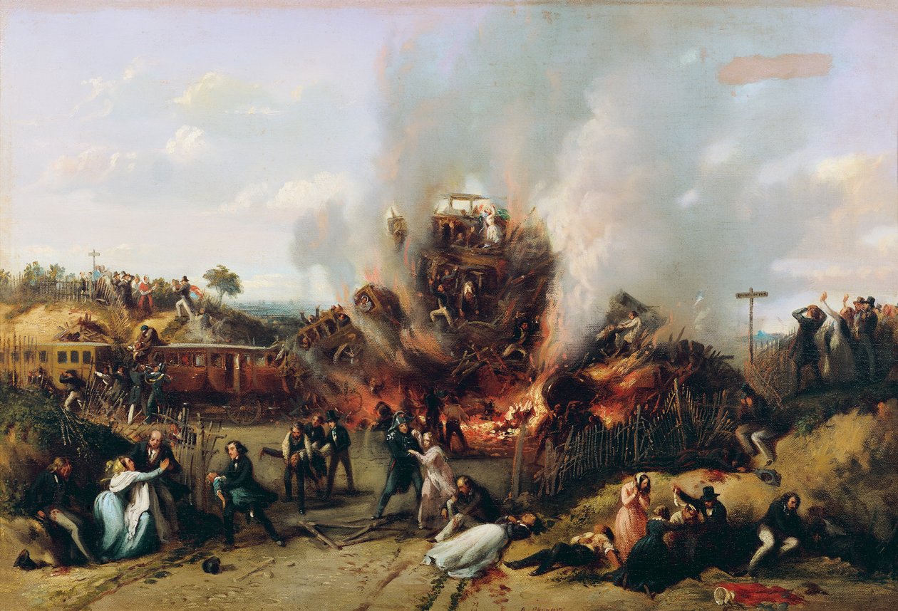 Katastrofe på jernbanen mellom Versailles og Bellevue, 8. mai 1842 av A Provost
