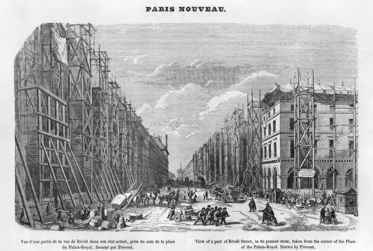 New Paris, utsikt over en del av Rivoli-gaten, i sin nåværende tilstand, tatt fra hjørnet av Place of the Palais-Royal, 1877 av A Provost