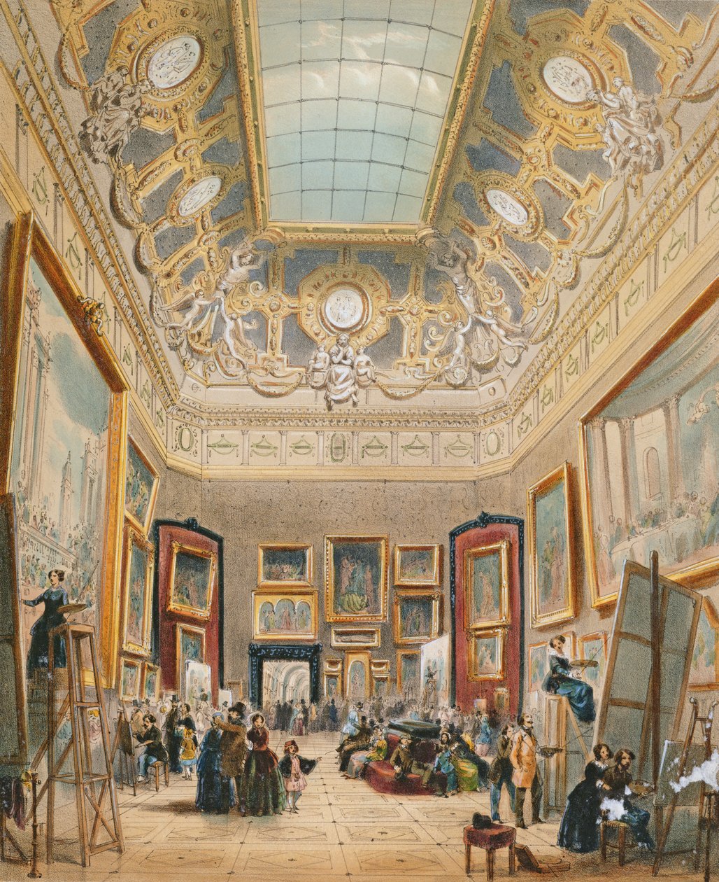 Studiedag ved Louvre, ca. 1840-49 av A Provost