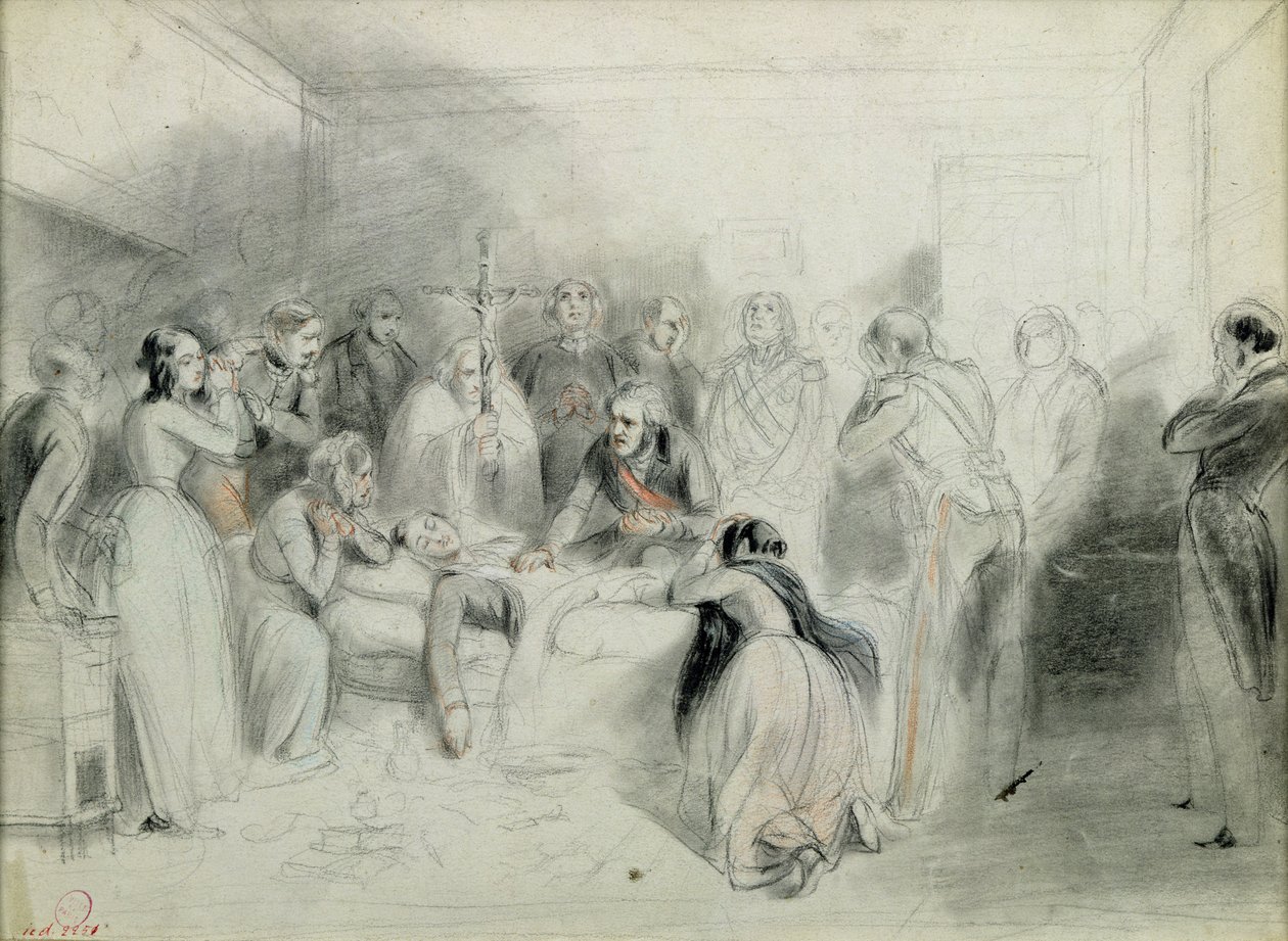 De siste øyeblikkene til hertugen av Orleans etter ulykken i Neuilly, 13. juli 1842 av A Provost