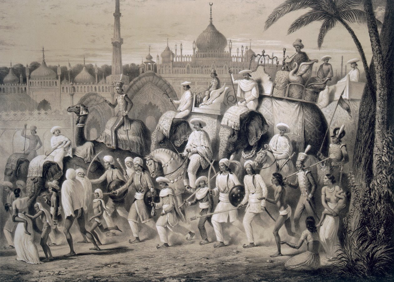 Lucknow, hovedgaten, fra "Voyages in India", 1859 av A. Soltykoff