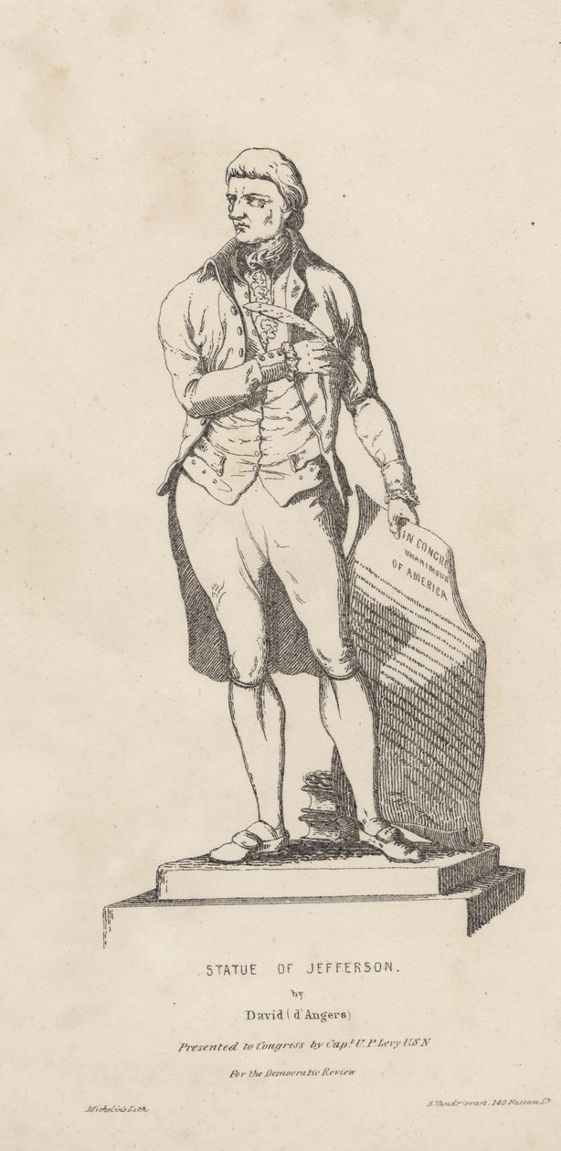 Statue av Jefferson, litho av David Michelin, 1840 av A. de Vaudricourt