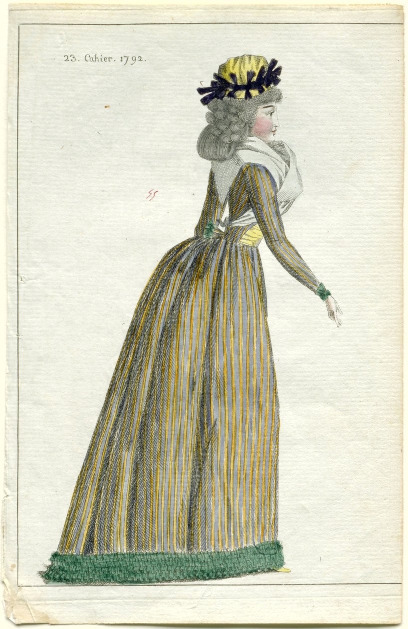 motenyheter Journal of Fashion and Taste, 10. oktober 1792, 23. notatbok, pl. 1 av A.B. Duhamel (possibly)