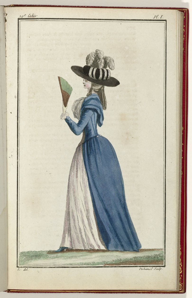 Cabinet des Modes or New Modes, 15. august 1786, pl. Jeg av A.B. Duhamel