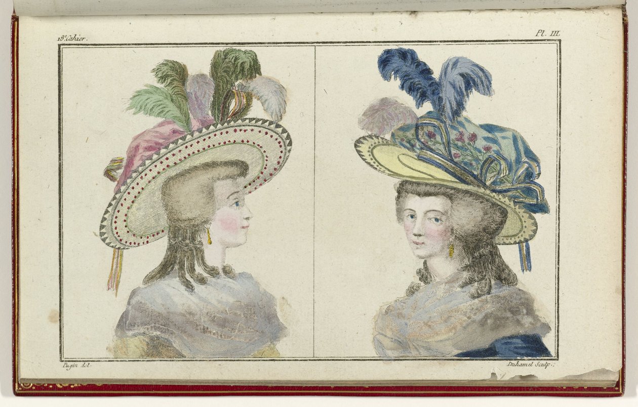 Cabinet des Modes or New Modes, 1. august 1786, pl. III av A.B. Duhamel