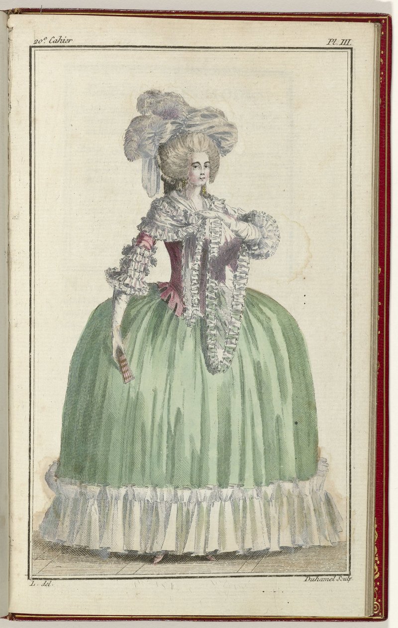 Cabinet des Modes eller Les Modes Nouvelles, 1. september 1786, pl. III av A.B. Duhamel