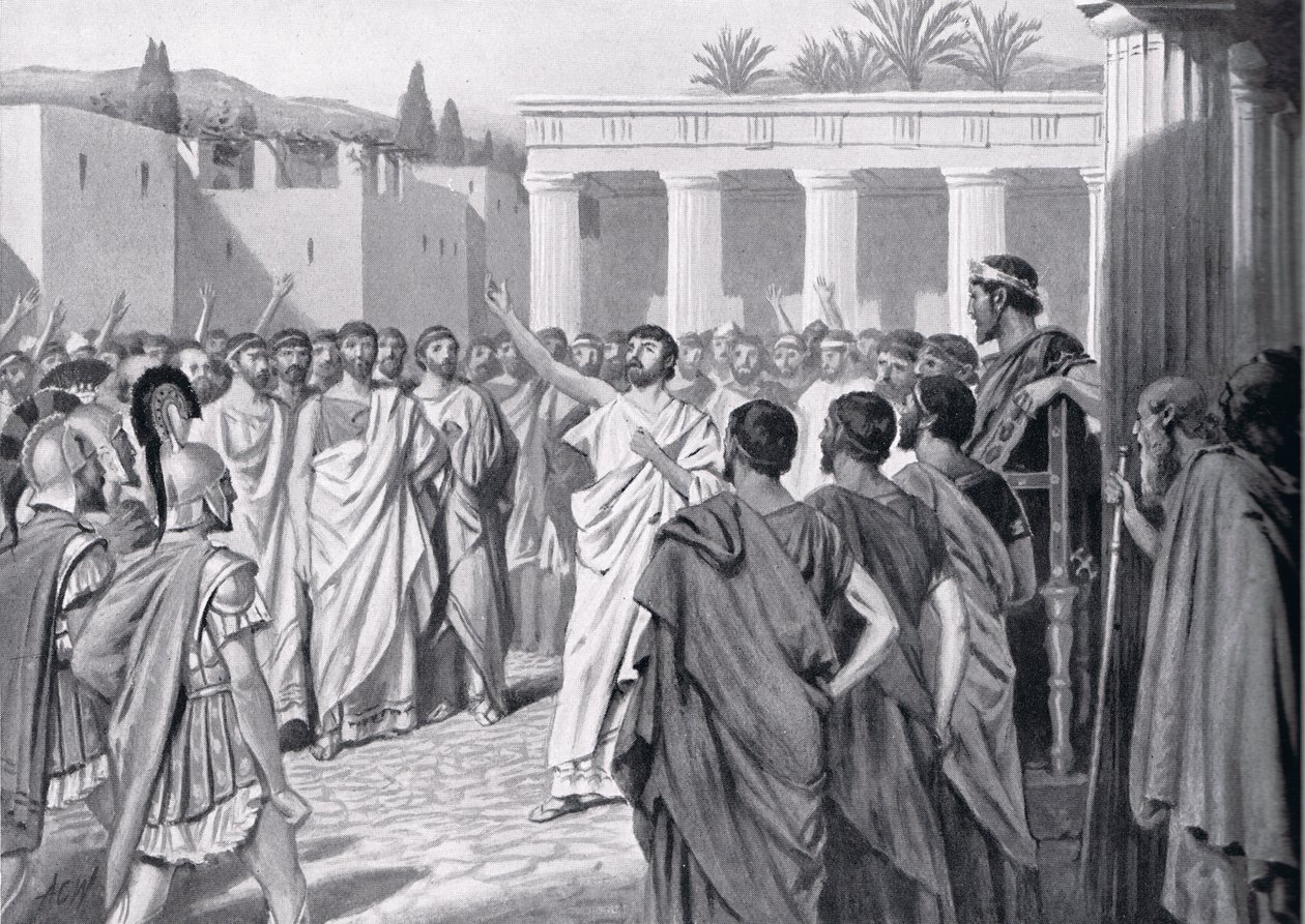 Kongressen for de peloponnesiske statene i Sparta i 432 f.Kr., illustrasjon fra 