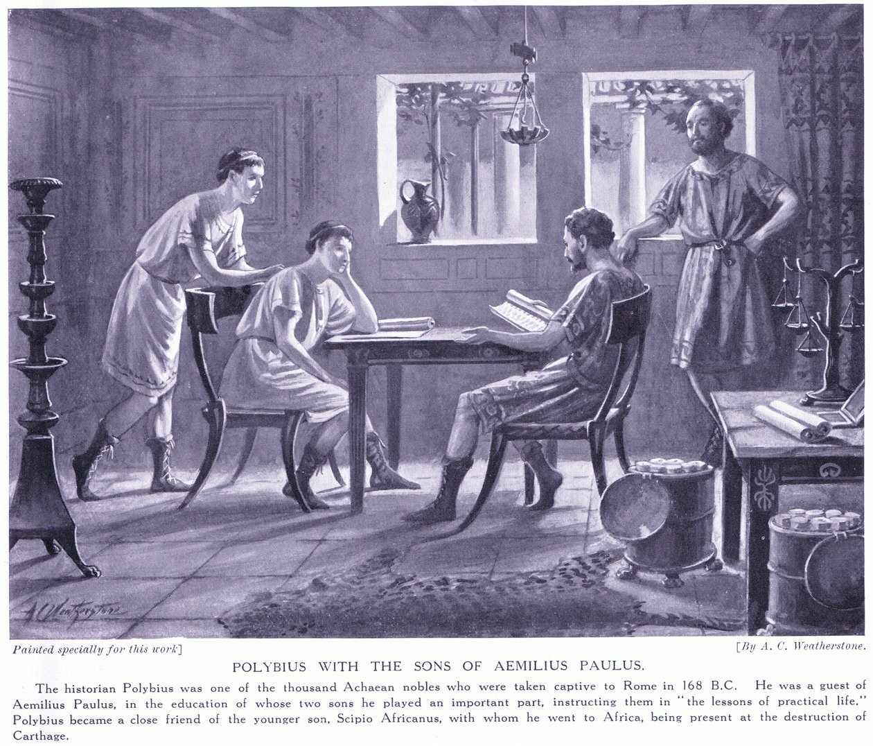 Polybius med sønnene til Aemilius Paulus av A.C. Weatherstone
