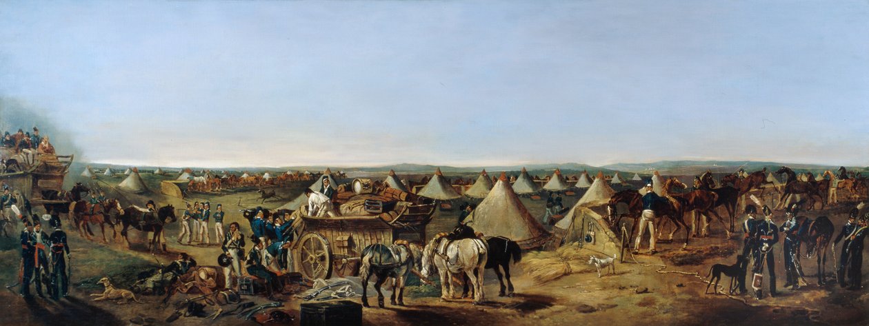 Det 10. regimentet av dragoner ankommer leiren, Brighton, ca. 1803 av A.E. Eglington