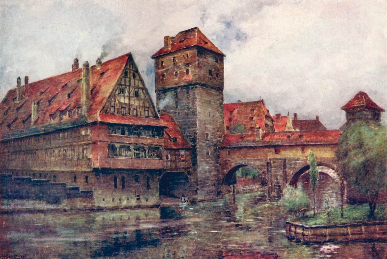 Henkersteg, med Wasserturm, Nürnberg, Tyskland, c1905 av AG Bell
