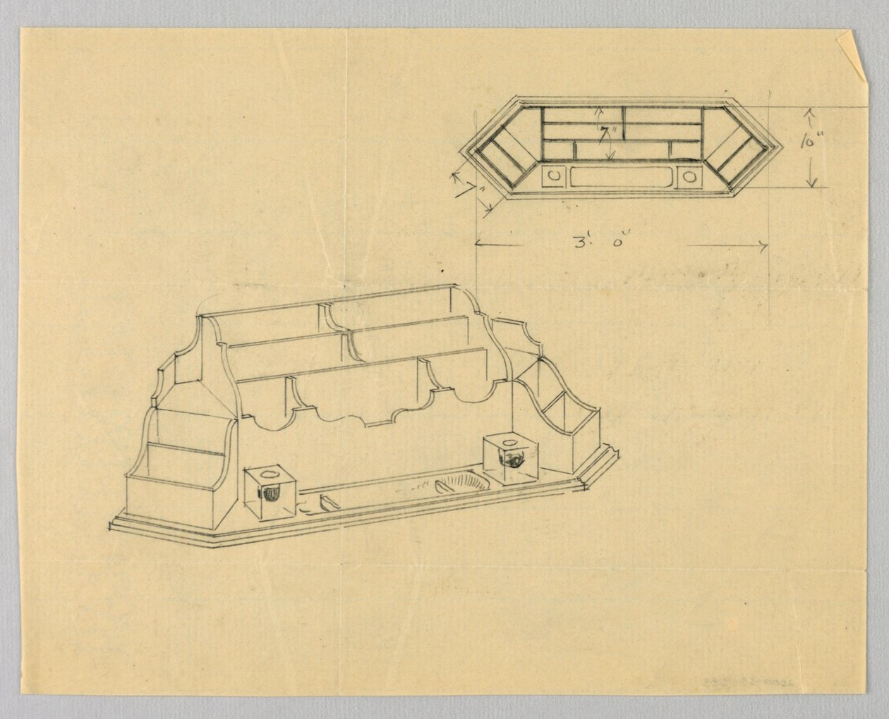 Design for Desk Organizer i plan og høyde av A.N. Davenport Co.
