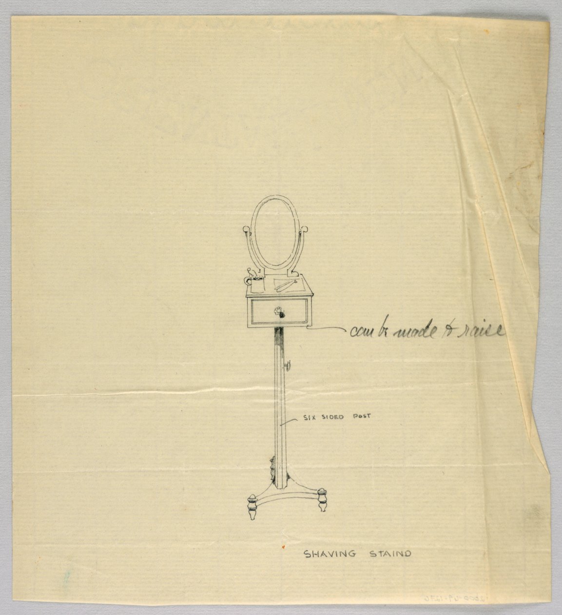 Design for barberstativ med ovalt speil av A.N. Davenport Co.