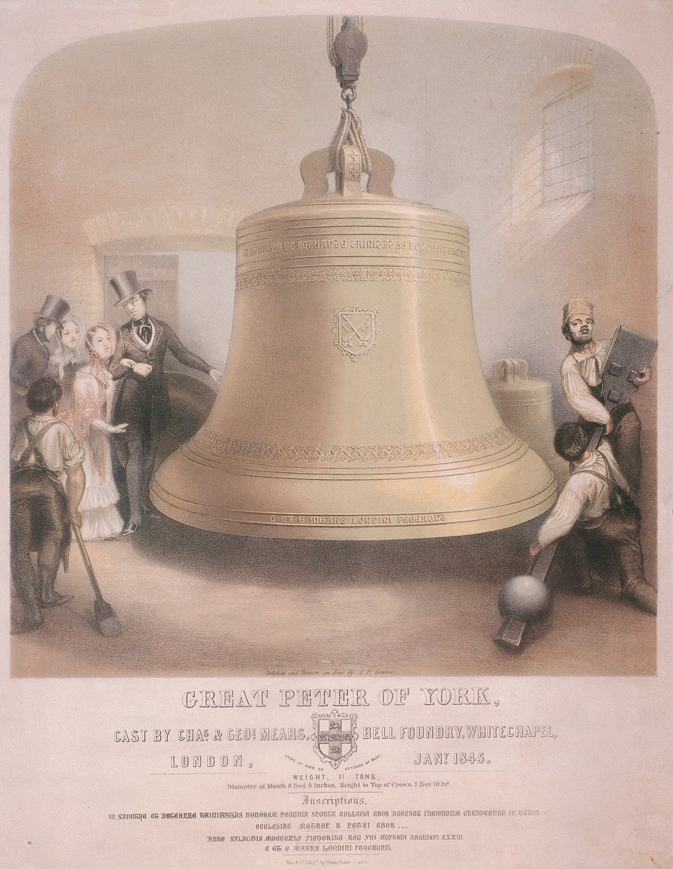 Utsikt over Great Peter of York-klokken, 1845. av AR Grieve