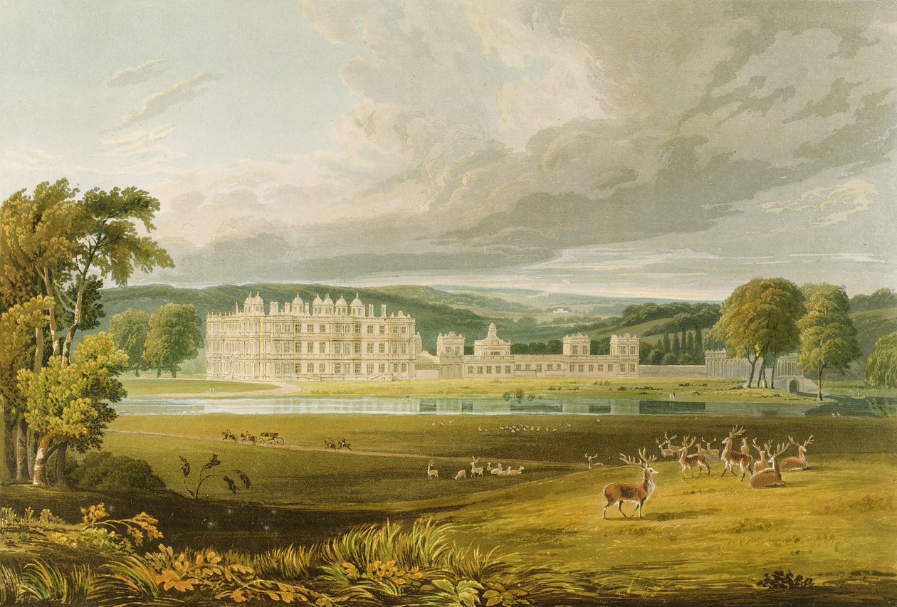 Longleat, Wiltshire, setet til Marquis of Bath, etter en skisse av Frederick MacKenzie, gravert av Robert Havell (1769-1832) 1816 av A.V. Copley Fielding