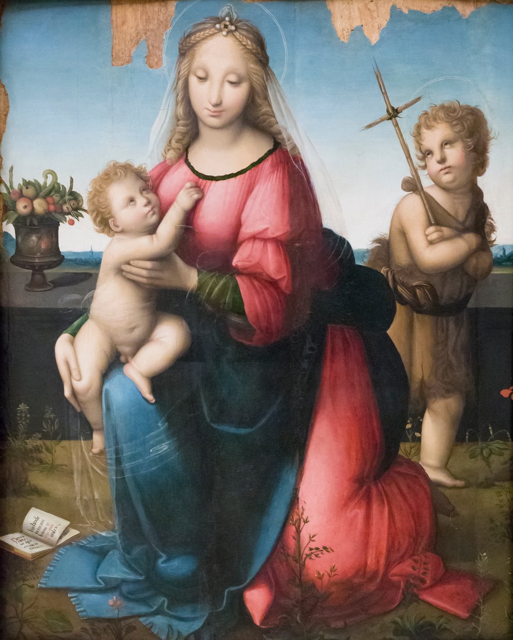 Madonna og barn med den unge St John, Andrea Piccinelli kjent som il Brescianino (olje på panel) av A. (1485 c.1525) Piccinelli