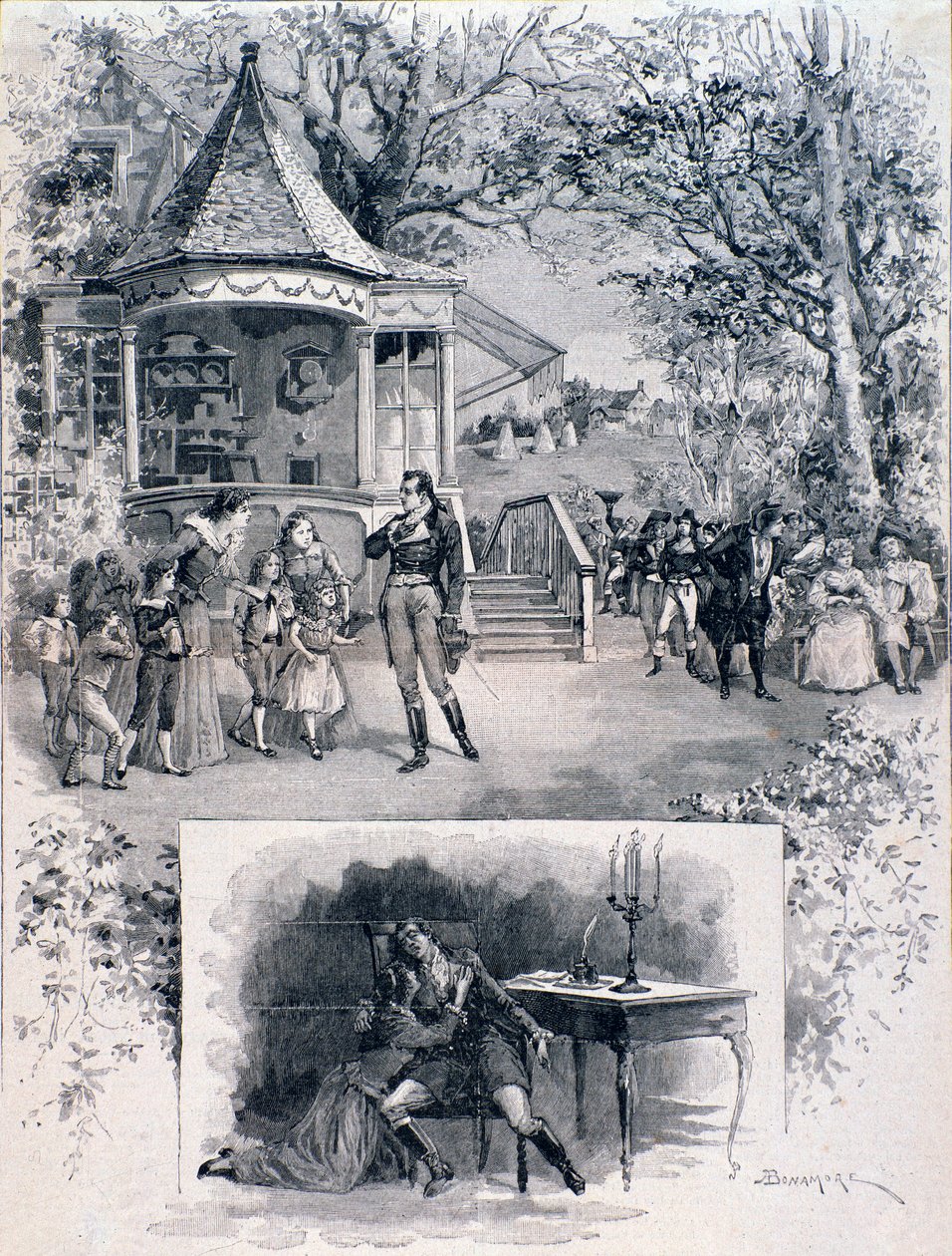Scene av operaen Werther, etter representasjonen ved det internasjonale teatro lirico i Milano av A. (after) Bonamore