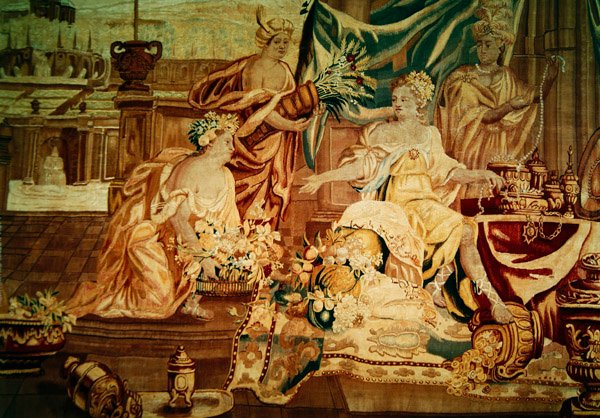 Asia, fra et billedvev av de fire verdenshjørner, detalj av figurer, første halvdel av 1700-tallet (detalj fra 194760) av A. Baertams