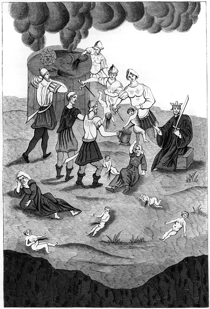 Jøder tar blodet fra kristne barn for deres mystiske ritualer, 1849 av A. Bisson