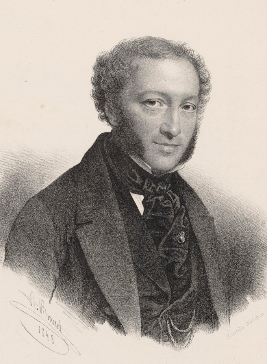 Portrett av pianist og komponist Ignaz Moscheles 1794-1870, av A. Brandt
