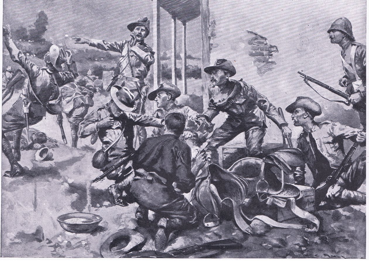 Angrepet på Hamel Fontein Farm, fra After Pretoria: The Guerilla War utgitt av Harmsworth Bros Limited, 1901 av A. C. Ball