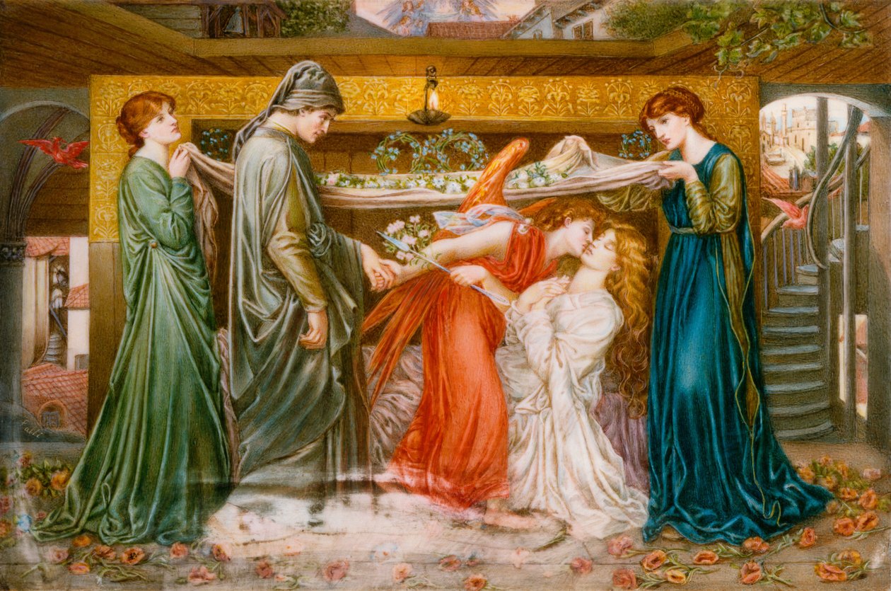 Dantes drøm ved Beatrices død, ca. 1900 (olje på elfenben) av A. Corsi Lalli