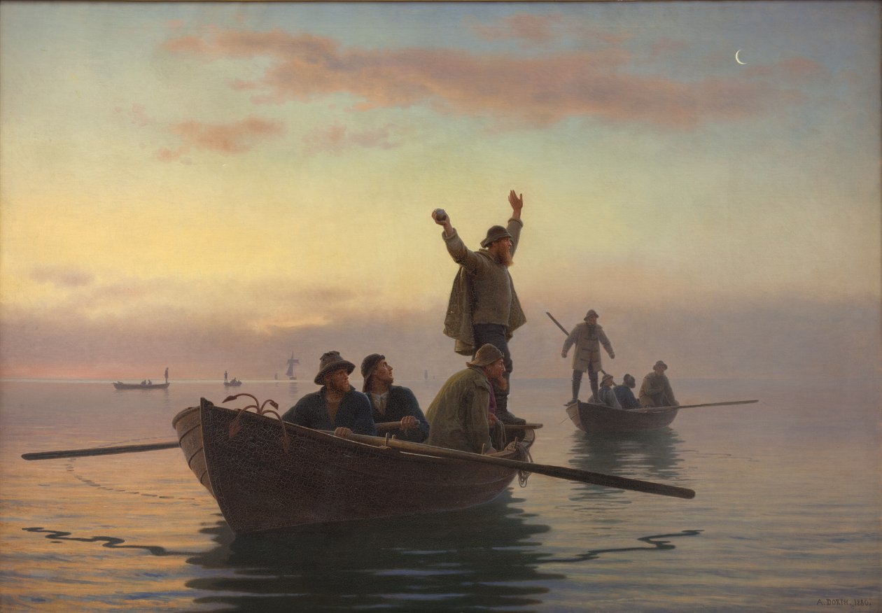 Hornfiskfiske med drivnot. Tidlig morgen av A. Dorph