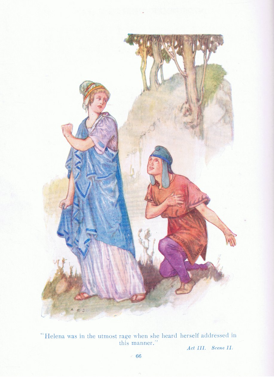 Helena var i det ytterste raseri da hun hørte seg selv tiltalt på denne måten (A Midsummer Night