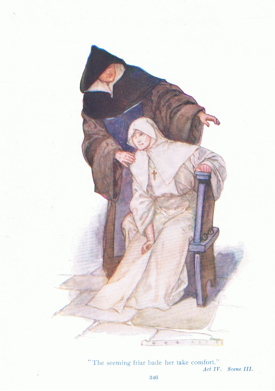 Den tilsynelatende munken ba henne trøste seg (Measure for Measure), fra Tales from Shakespeare pub. av Ward Lock & Co Ltd av A. Jackson