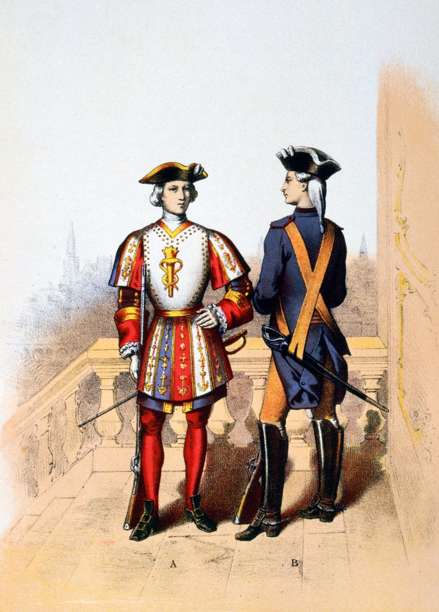 Kongelig vakt for kongen og kavaler, 1700-tallet 1887 av A. Lemercier