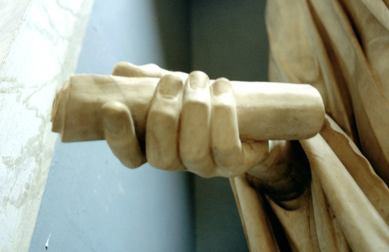 Detalj av en av hendene fra en statue av den romerske keiseren Titus av A. Lorenzini