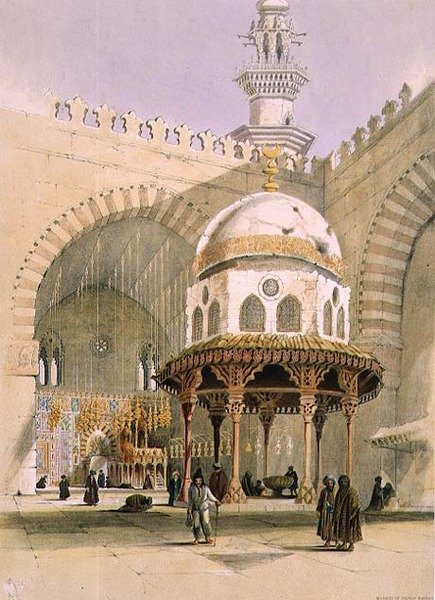 Moskeen til Sultan Hassan, Kairo, pub. 1846 (lito) av A. Margaretta Burr