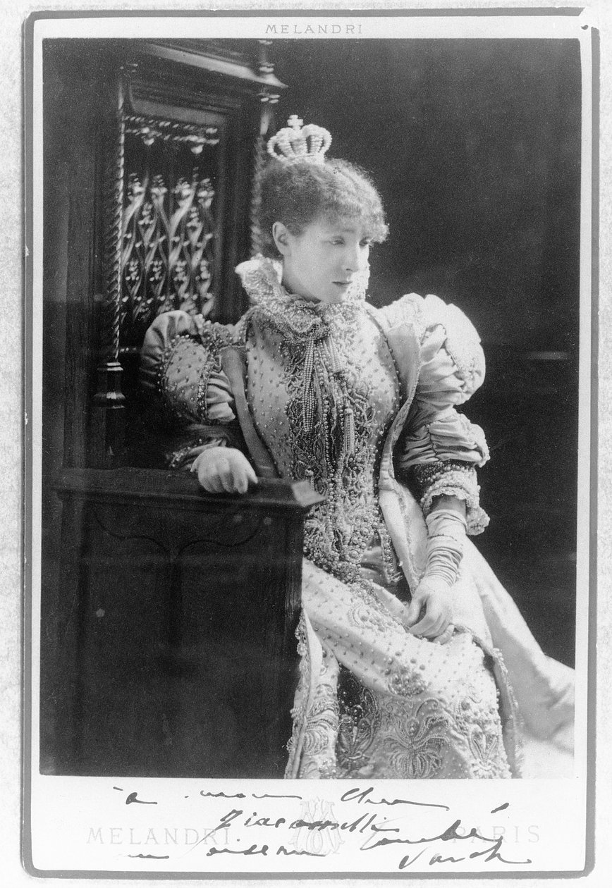 Sarah Bernhardt (1844-1923) i rollen som Marie de Neubourg i 