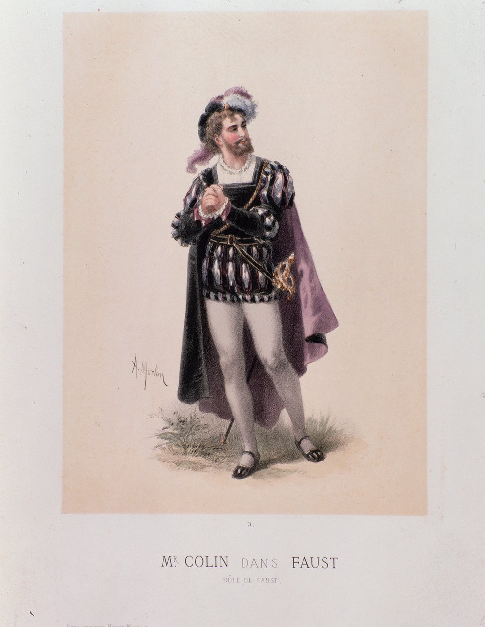 Monsieur Colin i rollen som Faust, opera av Charles Gounod (litografi av A. Morton