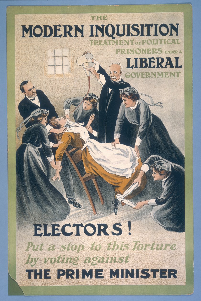En suffragettefange blir tvangsmatet, 1910 av A Patriot