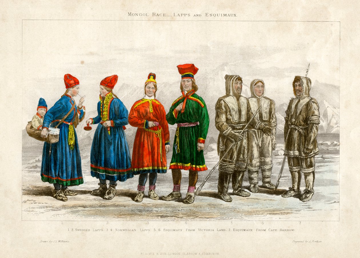 Mongol Race, Lapps and Esquimaux, 1800-tallet. av A. Portier