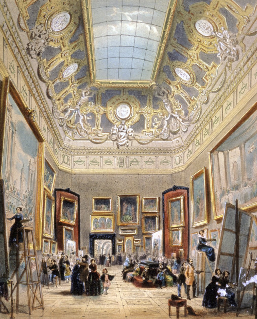 Studiedag ved Louvre, ca. 1850 (litografi) av A Provost