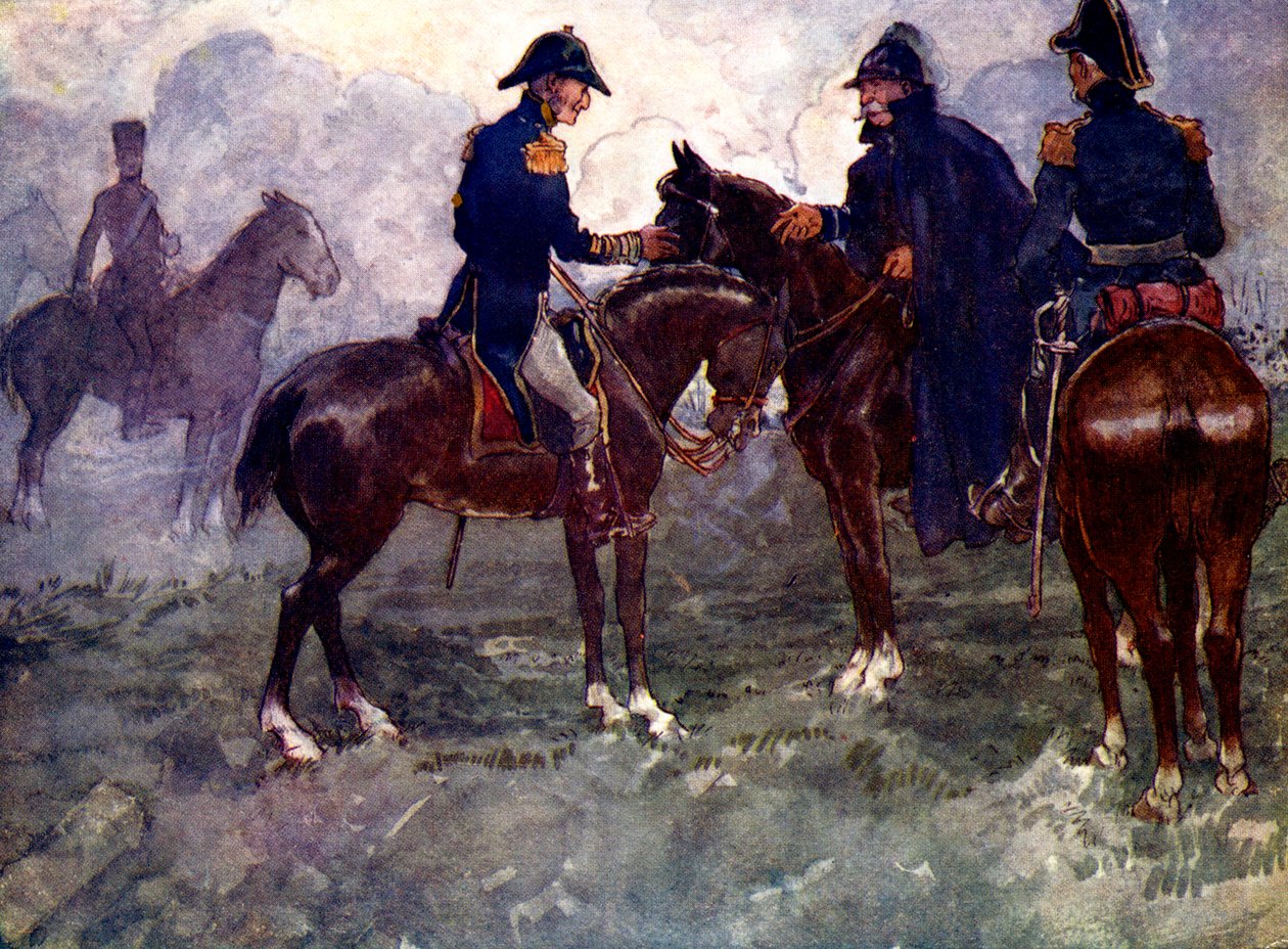 Ikke før etter slaget møttes Blucher og Wellington, 1815, 1905 av A. S. Forrest