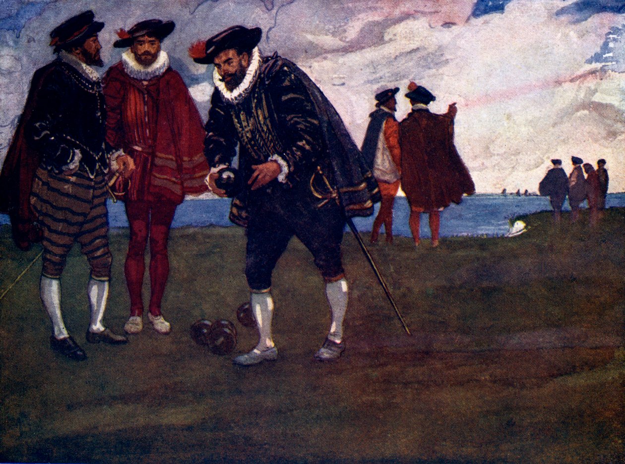 Det er tid til å fullføre kampen og slå spanjolene også, sa Drake, 1588, 1905 av A. S. Forrest