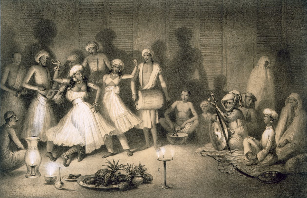 Dance of Nautch Girls, pub. 1858. av A. Soltykoff