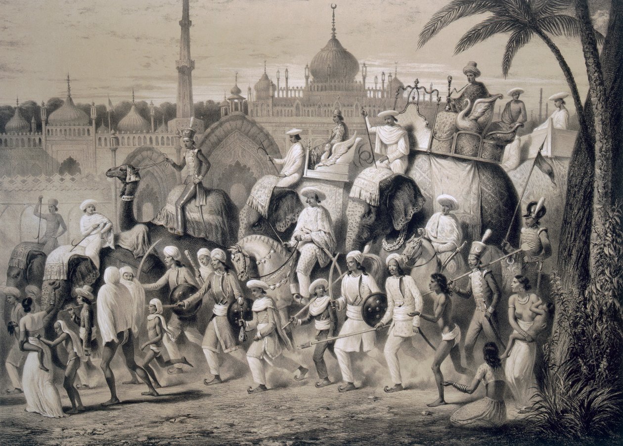 Lucknow, hovedgaten, fra "Voyages in India", 1859. av A. Soltykoff