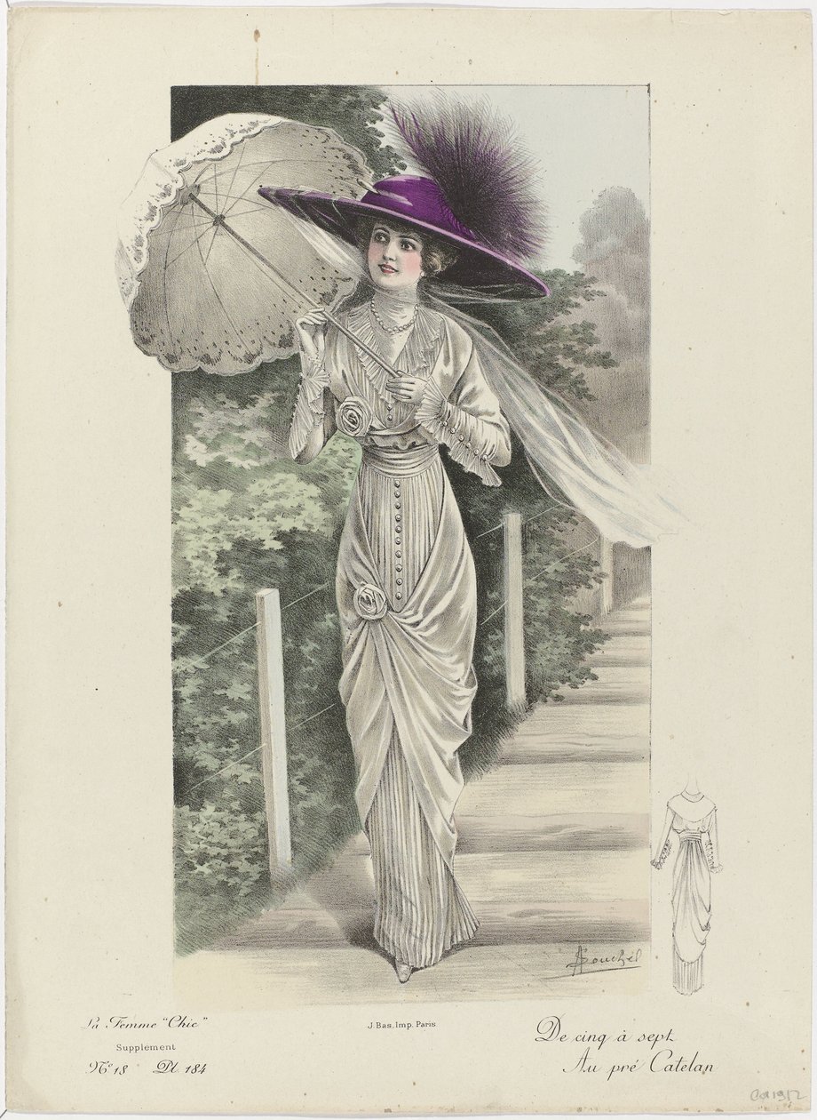 Den elegante kvinnen, supplement, ca. 1912, nr. 18, pl. 184: Fra fem til syv (...) av A. Souchel