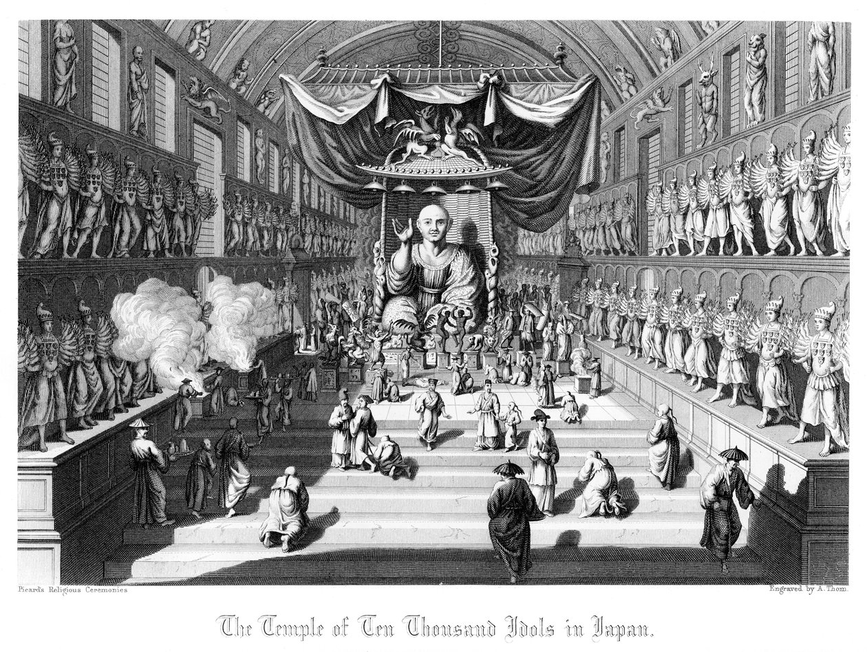 Templet til ti tusen idoler i Japan, ca 1860. av A. Thom