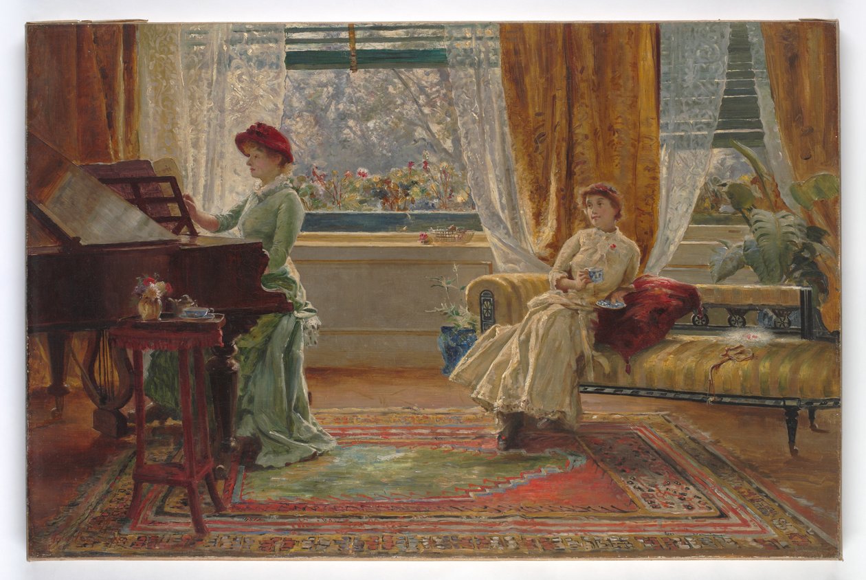 Et interiør med to damer, 1880 av A. Trevor Haddon