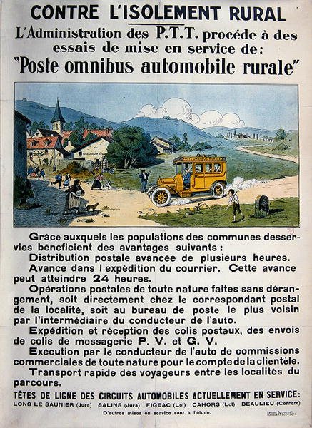Plakat som reklamerer for det franske postkontoret Omnibus av A. Verecque